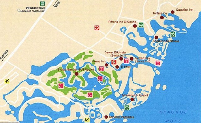 Курорт Ель Гуна на карте Египта
